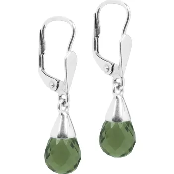 Náušnice ANNA PERLY Stříbrné náušnice s Vltavínem ve tvaru kapky