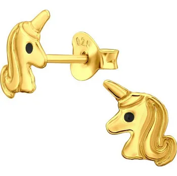 Náušnice ANNA PERLY Dětské pozlacené náušnice s jednorožcem