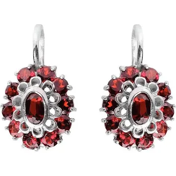 Náušnice ANNA PERLY Stříbrné náušnice s Granátem