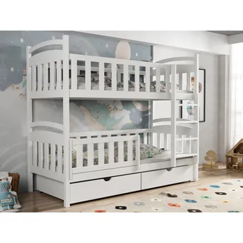 Dětská postel Patrová postel Kristian Barva dřeva: Bílá barva, Rozměry: 80x180