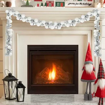 Vánoční dekorace zahrada-XL Vánoční koule girlanda Bílá a stříbrná 186 cm Polystyren 42019696