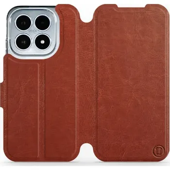 Pouzdro na mobilní telefon Flipové pouzdro Mobiwear - Xiaomi 17 - Hnědé a oranžové (Knížkové flip pouzdro, obal, kryt na mobil Xiaomi 17 - Hnědé a oranžové, materiál Umělá kůže + TPU - ochrana 360°, stojánek, silikonová vanička, magnetické zavírání)