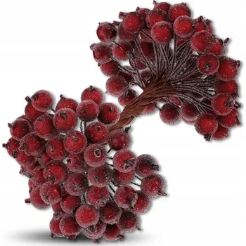 umělá květina Sztuczna Ozdobna Jeřabina Świąteczna Bordó Mrazivá 100 ks Větvička 12 mm