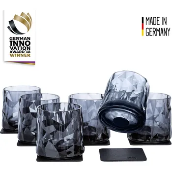 Sklenice Magnetické plastové skleničky na vodu Silwy® Tumbler v kouřovém provedení v sadě po 6 ks