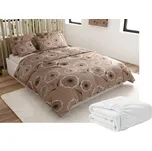 Sada mikroplyšového povlečení PAMPELINO světle hnědé + prostěradlo mikroplyš SOFT 180x200 cm bílé, dvoulůžko, 200x220 + 2 polštáře 70x90 cm