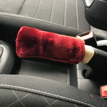 Hlavice řadicí páky Chlupatý obal na ruční brzdu vínový (Dekorace do interiéru)