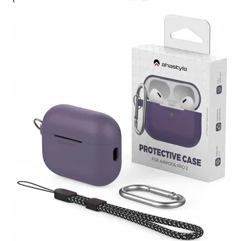 Pouzdro na mobilní telefon Pouzdro pro AirPods Pro 2 silikonové fialové AhaStyle s karabinou