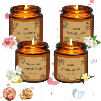 Svíčka SADA VONNÝCH SOJOVÝCH SVÍČEK 4 x 100 g RUČNÍ VÝROBA