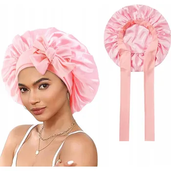 Sprchovací čepice Saténová čepice na vlasy na spaní Ochranná noční pro péči o vlasy Zavazovací