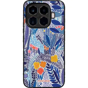 Pouzdro na mobilní telefon Lesklý kryt Mobiwear Glossy - Xiaomi 15T Pro - G037G - Modrá květena (Prémiové lesklé pouzdro, obal, kryt Mobiwear Glossy na mobil Xiaomi 15T Pro - G037G - Modrá květena, materiál Plast + TPU silikon - krytí po všech stranách, neošoupatelný potisk, tenké)