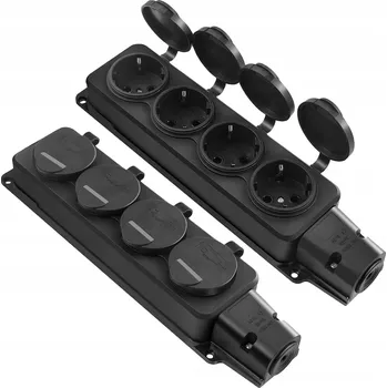 Elektrická zásuvka 4 ZÁSUVKY s víkem VENKOVNÍ ELEKTRICKÉ ZAHRADNÍ VODOTĚSNÉ 250V 2ks