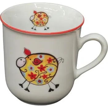Hrnek 160ml DĚTSKÝ-PRASE ORANŽ., ŽLUTÉ, čes.porcelán