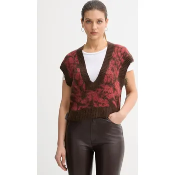 Dámská vesta Vesta s příměsí mohéru United Colors of Benetton hnědá barva, 1VAAE403E 88X, vel. XS