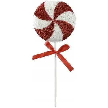 Vánoční dekorace Vánoční přívěsek lízátko 36 cm, výška 1, ozdoba na vánoční stromeček se třpytkami