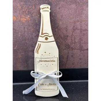 Svatební dekorace Dřevěná obálka na peníze – Svatební láhev Velikost: 22 x 6cm