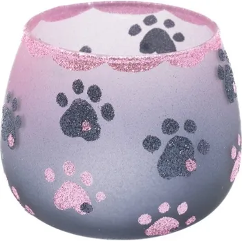 Svícen Morko Kalíšek s packami na čajovou svíčku – růžovo-šedá