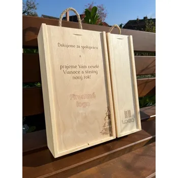 Dárková krabička Dřevěná krabička na víno s vlastním textem Kus: 1