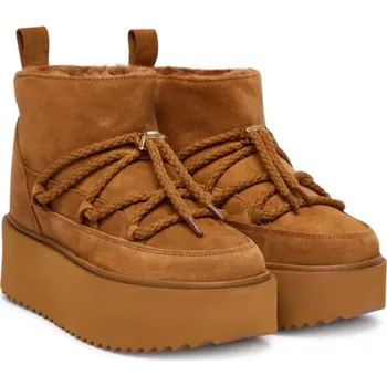 Dámské válenky INUIKII dámské válenky kožené semišové hnědé | CLASSIC LOW PLATFORM AMBER Velikost: 40