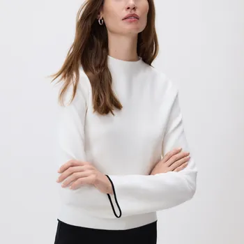 Dámský svetr Reserved - Svetr s kontrastní lemovkou - krémová - 274GV-01X - 274GV-01X-M