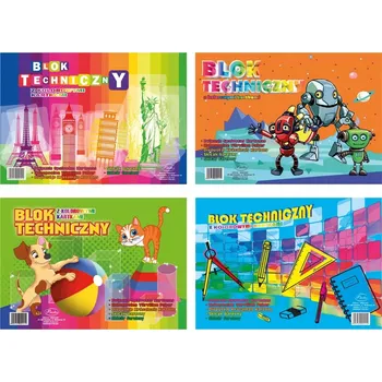 Blok Technický blok A4, barevný, 8 listů, 160g Protos