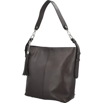 Módní dámská kožená kabelka na rameno Sherica, tmavě hnědá