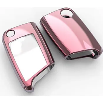 Metalický obal na klíč Škoda III, VW, Seat zlato růžový