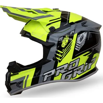 Helma na motorku PROGRIP 2024/06 CROSSOVÁ PŘILBA PG3080 SPIRITS ŽLUTÁ FLUO ČERNÁ ŠEDÁ VELIKOST