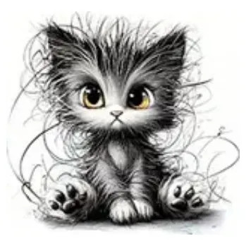 samolepka Samolepky - naježené kočky III (sada 5 ks)