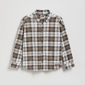 Chlapecká košile Reserved - Kostkovaná košile - béžová - 527GO-80X - 527GO-80X-122