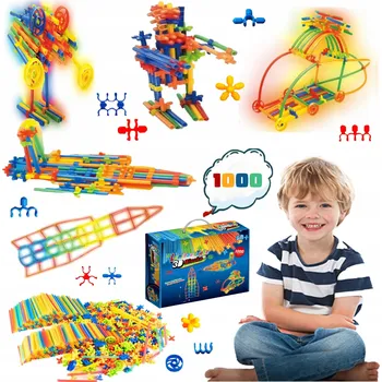 ostatní stavebnice Svítící Stavební Brčka Kreativní Stavebnice Velká 3D Sada 1000 Dílků