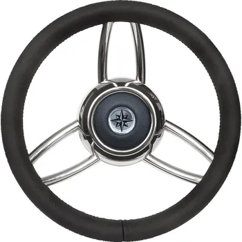 Člun Savoretti Armando Luxusní černý volant s nerezovým středem, průměr 35 cm