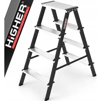 Žebřík Ocelový oboustranný skládací Žebřík do domácnosti HIGHER 2x4 stupně 150 kg