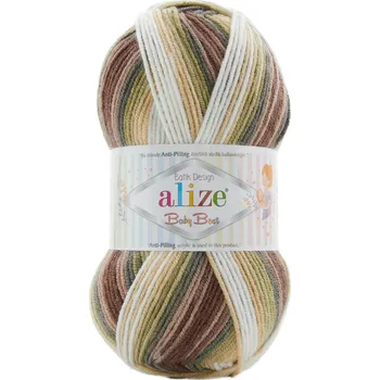 Galanterie Alize Příze Baby best batik 1893 béžovo-zeleno-světlá