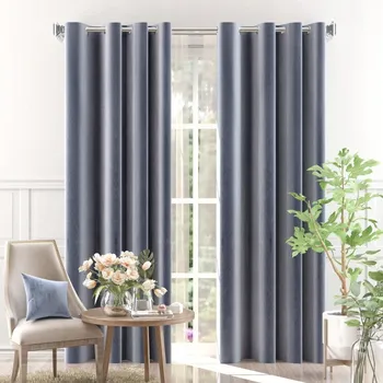 Obraz Moderní závěs na kroužky, velurový, světle modrý, 140x250cm Moradi