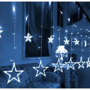 Vánoční dekorace Světelný závěs Hvězdy LED vánoční ozdoba na stromeček studená bílá 120 LED 4,7 m