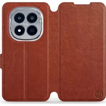 Pouzdro na mobilní telefon Flipové pouzdro Mobiwear - Xiaomi Redmi Note 15 Pro 5G - Hnědé a šedé (Knížkové flip pouzdro, obal, kryt na mobil Xiaomi Redmi Note 15 Pro 5G - Hnědé a šedé, materiál Umělá kůže + TPU - ochrana 360°, stojánek, silikonová vanička, magnetické zavírání)