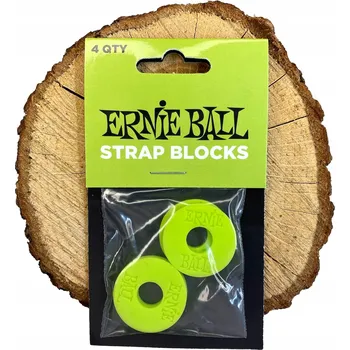 Kytarový popruh Ernie Ball Strap Blocks Green, pojistky na popruh kytary