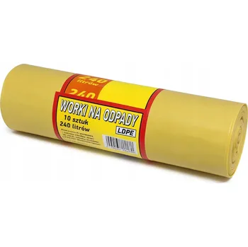 Pytle na odpadky ŽLUTÉ pytle na odpadky UNIVERZÁLNÍ 240L x 10 KUSŮ 90 cm x 140 cm