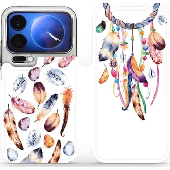 Pouzdro na mobilní telefon Flipové pouzdro Mobiwear - Xiaomi 17 Pro - M003S Lapač a barevná pírka (Knížkové flip pouzdro, obal, kryt na mobil Xiaomi 17 Pro - M003S Lapač a barevná pírka, materiál Umělá kůže + TPU - ochrana 360°, stojánek, silikonová vanička, magnetické zavírání)