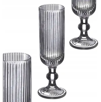 Sklenice SKLENICE NA ŠAMPAŇSKÉ S VÍNEM PROSECCO VYSOKÉ ŽEBROVANÉ SKLO ŠEDÁ 160 ML