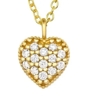 Náhrdelník ANNA PERLY Dětský náhrdelník z pozlaceného stříbra se srdíčkem a zirkony