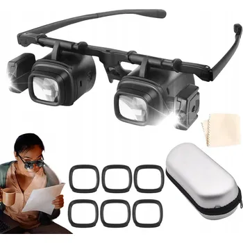 Lupa SERVISNÍ BRÝLE SE 4 PÁRY ČOČEK LUPA PRECIZNÍ ZVĚTŠOVACÍ HLAVOVÁ LED