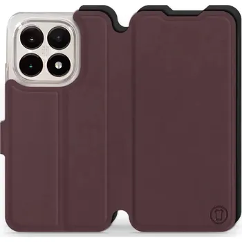 Pouzdro na mobilní telefon Flipové pouzdro Mobiwear Semiš - Xiaomi 15T - Bordové & Černé (Knížkové semišové flip pouzdro, obal, kryt na mobil Xiaomi 15T - Bordové & Černé, materiál semiš + TPU, ochrana 360°, stojánek, silikonová vanička, magnetické zavírání)