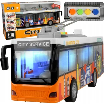 autíčko Městský autobus Hračka Trolejbus Otevírací dveře Pohon LED světla Zvuky