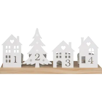 Adventní svícen s kovovými dekoracemi a čísly