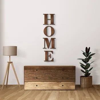 Samolepící dekorace Dřevěný nápis na zeď - HOME Velikost: 114 x 27cm