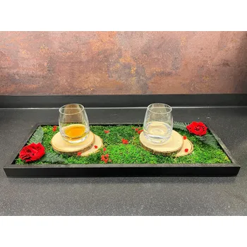 Mechový podnos na sklenice - červená Velikost: 20cm x 10cm