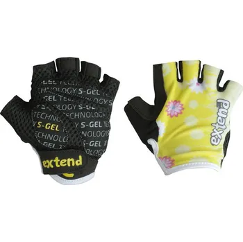 Cyklistické rukavice Extend rukavice detské NUBBI žlté-kvety (Extend rukavice detské NUBBI žlté-kvety)