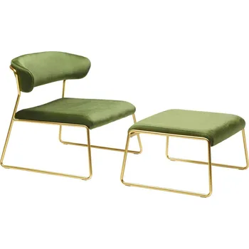 Křeslo Zelené sametové lounge křeslo Lisa SCAB Design na zlatých lyžinách do moderního glamour obýváku