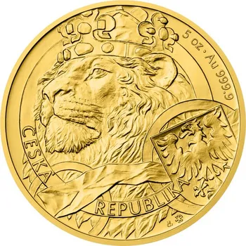 Sběratelství Zlatá 5oz investiční mince Český lev 2025 stand číslováno